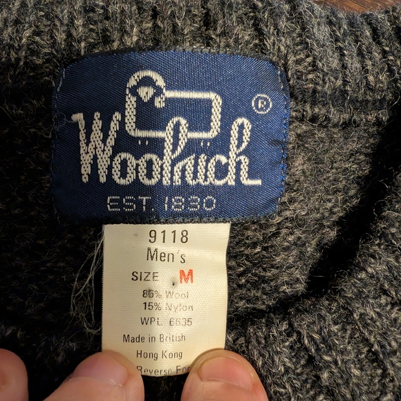 Woolrich VTG Charcoal and Cream Patterned Crewneck Sweater, Men's M - Picture 2 of 5